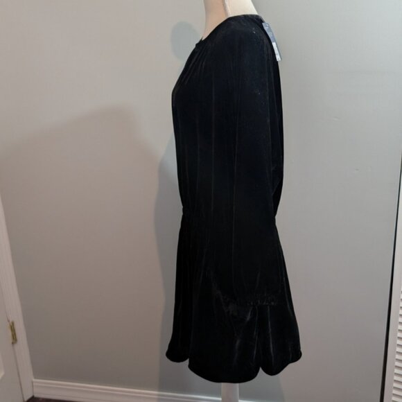 Women's Long Sleeve Velvet Mini A-Line Dress - Universal Thread Black L & XL - Picture 3 of 6